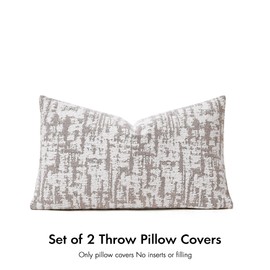 GIGIZAZA Chenille Jacquard Lumbar 12x20 Inch Decorative Throw Pillow Covers,Set of 2 Oblong Modern Farmhouse Couch Texture Pillowcases for Living Room Sofa