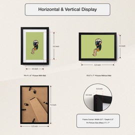 ALIOBLONG 5x7 Picture Frame Set of 2,Black Photo Frame for 4x6 With Mat or 5x7 Without Mat,Horizontal and Vertical Formats for Wall Mount or Tabletop with Plexi Sheet