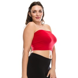 Kurve Plus Size The Excellent Stretchy Tube Top, UV Protective Fabric UPF 50+ (Made with Love in The USA), Red, 1X-2X