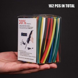 High Heat Shrink Tubing Tube - 2:1 Heat Shrink Ratio Flame Retardant 9 Color 6 Size 162 PCS in Transparent Plastic Box (2019 New Packing Design)