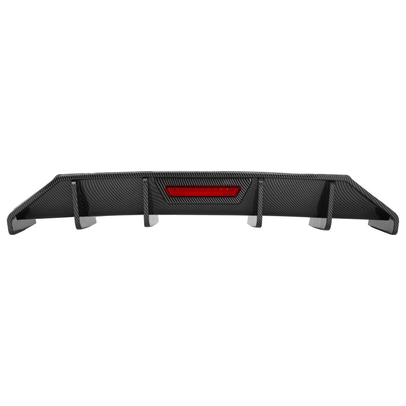 KUAFU Rear Bumper Diffuser Spoiler W/ Led Light Carbon Look