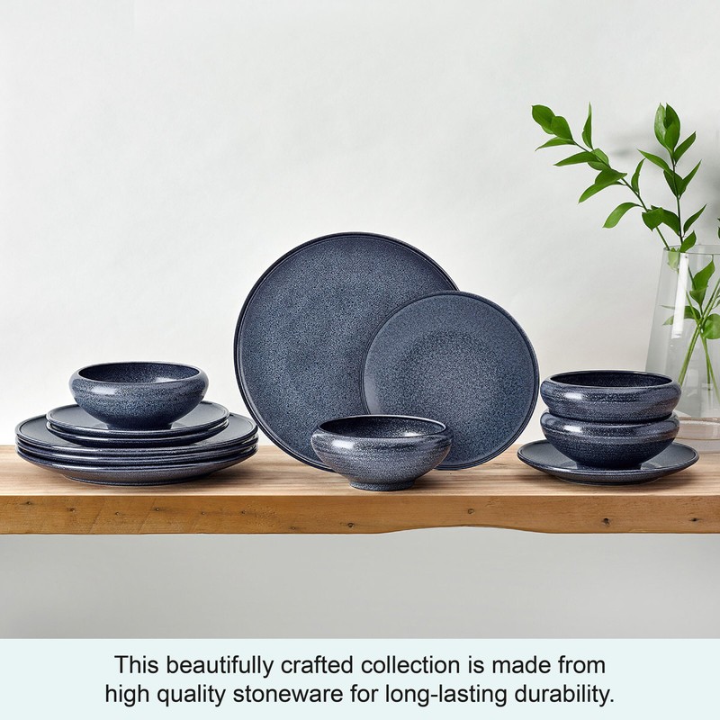 Mikasa Rylan 12 Piece Dinnerware Plate Bowl Set, Service for