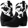 GLOBALWIN Women's Black Cowgirl Boots Cow Print Ankle To Mid