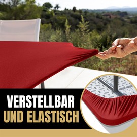Rectangular Tablecloth with Elastic Band, 182 x 76 cm, Washable Garden Tablecloth, Red, Weatherproof and Non-Slip, Perfect for Outdoor, Camping and Bar Tables