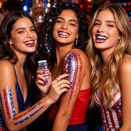 Purpurina de pelo, blanca y azul Brillo Purpurina Bandera EE.UU. Glitter Corporal Rojo, Blanco Y Azul Para Desfiles, Temáticas, Celebraciones, Ojos, Mejillas, Pelo, Hombros