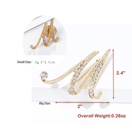 SINNKYA-Z Woman’s 26 Letter Initial Brooch Pins, Gold Clear Crystal Rhinestone Breastpins Letter Stocking Pins for gifts 2size/package (M)