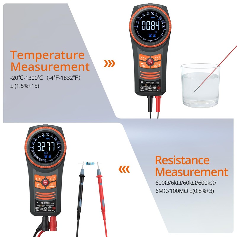 Proster Digital Multimeter Tester - 6000 Counts Auto-Ranging Multi Meter
