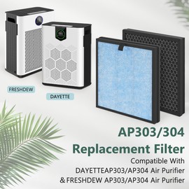 AP303 AP304 Replacement H14 HEPA Filters Compatible with DAYETTE ＆ FRESHDEW AP303/304 Air Purifier, 2 Pack (Smoke Wildfire Filter)