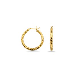 Cassini Twisted Hoop Earrings, Diameter 25 or 35 mm, Gold or Silver, Hypoallergenic Silver Earrings for Women, Yellow Gold