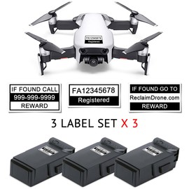 Mavic Air - FAA Drone Identification Bundle - Labels (3 Sets of 3) + FAA UAS Registration ID Card for Hobbyist Pilots + Lanyard and ID Card Holder