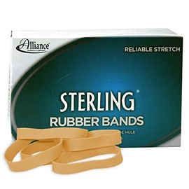 Alliance Rubber 24825 Sterling Rubber Bands Size #82, 1 lb Box Contains Approx. 300 Bands (2 1/2" x 1/2", Natural Crepe) , Beige