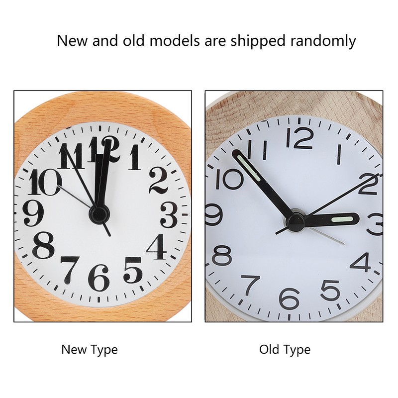 Beech Wooden Mute Silent Alarm Clock No Ticking for Home