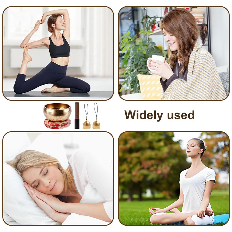 Tibetan Singing Bowl Set, Brass Meditation Singing Bowl, 8.6 cm