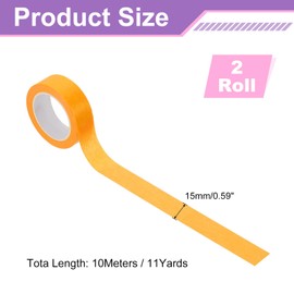 sourcing map 2 Rolls Colored Washi Tape, 11 Yards x 0.6" Colored Masking Tape Painters Tape, Decorative Masking Tape for Arts & Crafts Labeling DIY Scrapbooking Gift Wrapping, Dark Yellow