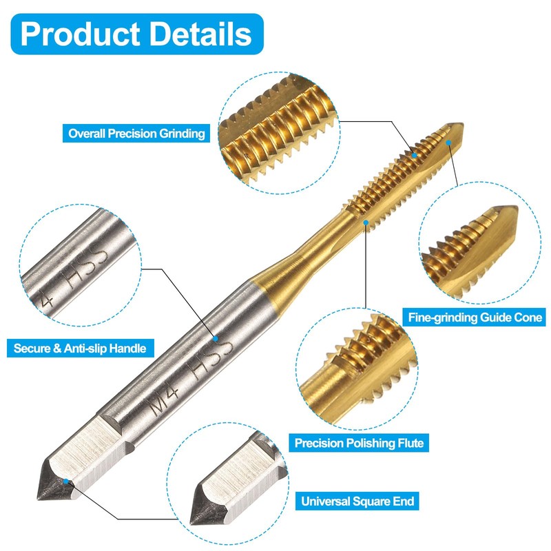sourcing map 14pcs Spiral Point Tap Set M2 M2.5 M3