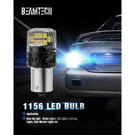 BEAMTECH 1156 LED Bulbs for Reverse Lights, 6500K Cool White Super Bright, 1141 1003 7506 BA15S for Back Up Lights, Tail Brake Parking Lights, Pack of 2