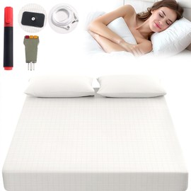 Grounding Sheets, Grounding Fitted Sheets 90% Organic Cotton+10% Pure Silver Fiber, Used to Improve Sleep and Relieve Pain Grounding Well Bed Sheets (White, King)