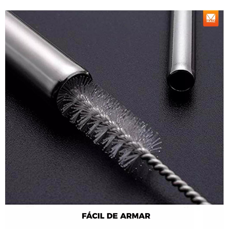 Maíz Kit Cubiertos Palillos Popotes Cepillo Acero Inox Portatil