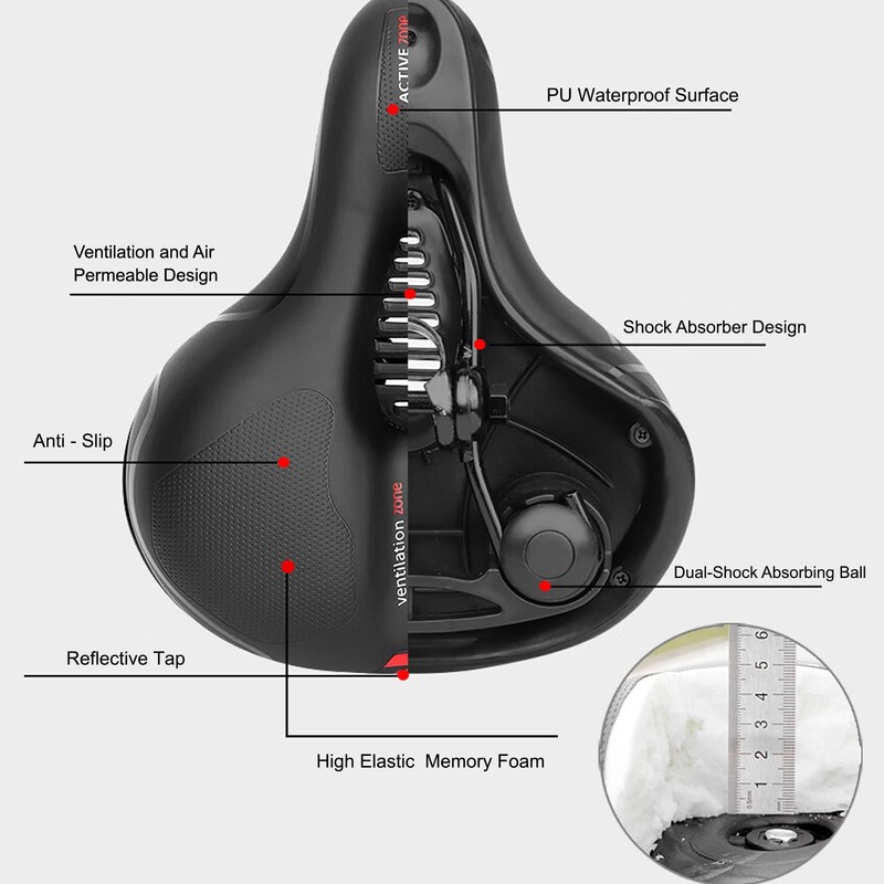Qcdou Bicycle Saddle Men Women Comfortable Gel Ergonomic Bicycle Saddle