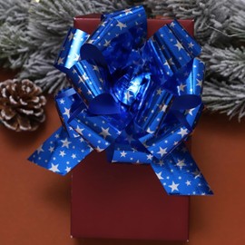 Oirznnd 10PCS Pull Bows for Gift Wrapping, 6inch Christmas Bows Ribbon with Star Pattern for Birthday Wedding Anniversery Presents Baskets Decoration Party Raffles, Blue Bows
