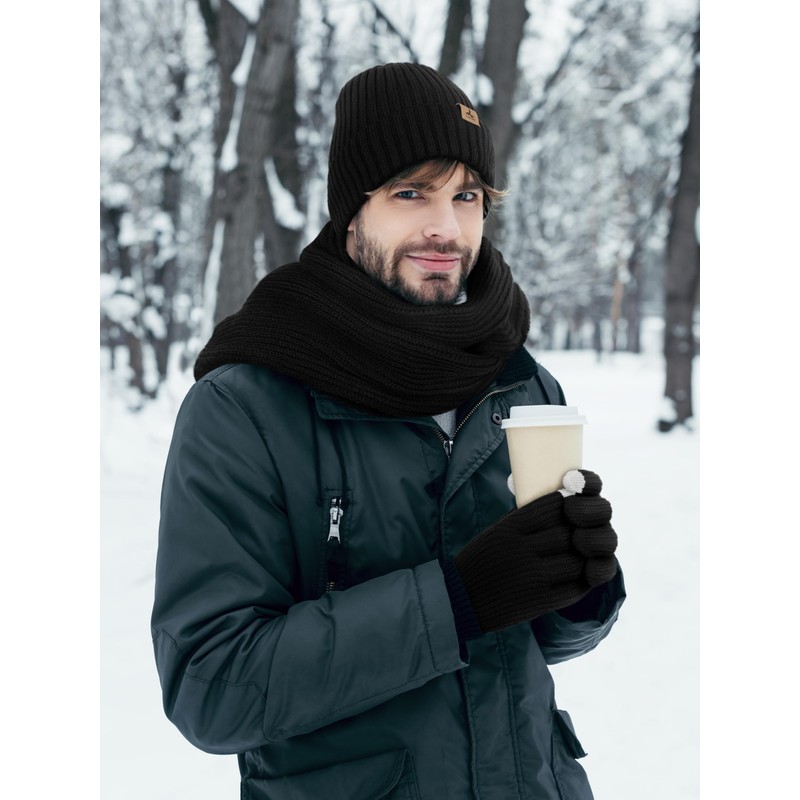 3 PCS Winter Hat Scarf Gloves Set, Soft Warm Knit