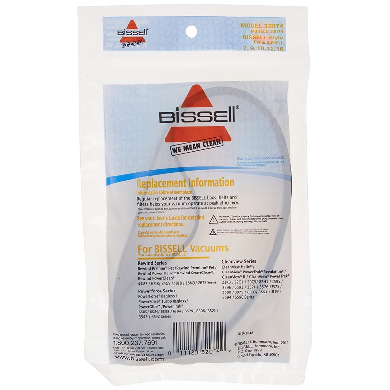 BISSELL Style 7/9/10/12/16 Replacement Vacuum Belts, New Genuine OEM Replacement