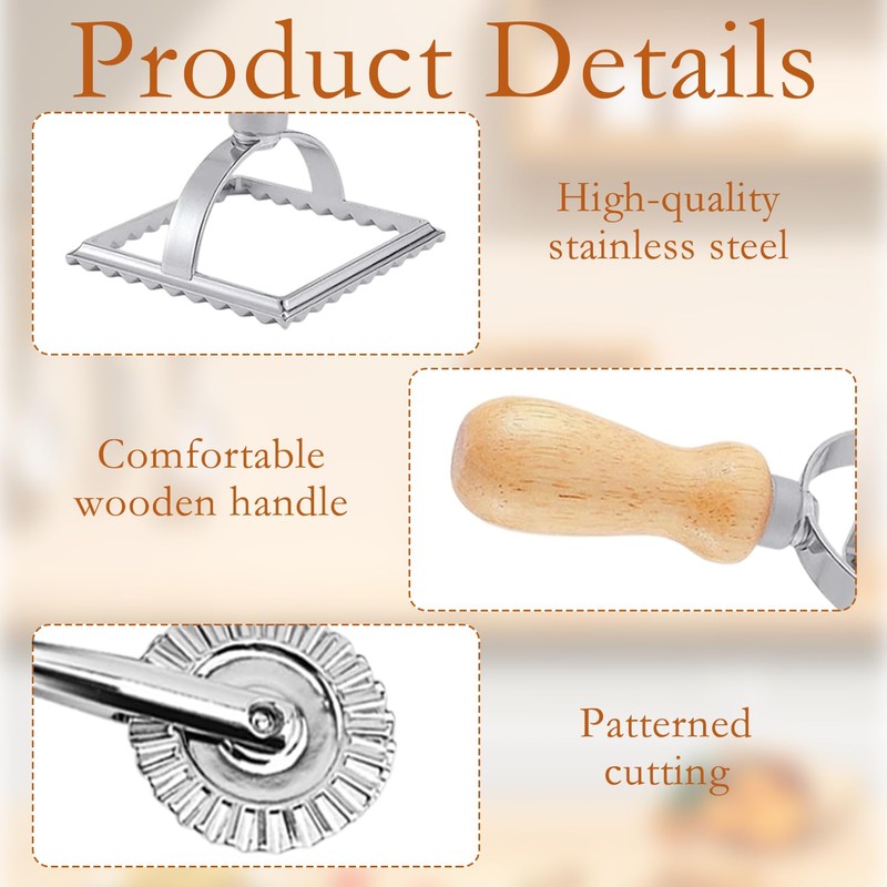 5 Pcs Pasta Cutter Set, Ravioli Cutters, Pasta Cutter Wheel,