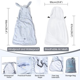 Orzbow Autumn Baby Carrier Cover Universal, Waterproof & Windproof, Breathable Infant Carrier Rain Cover with Sun Hood, Baby Sling Cover with Hood and Zipper for Spring, Autumn & Summer, Grey Rabbit