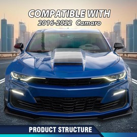 PIT66 Front Bumper Lip Splitter 1LE Style Compatible with Chevy Camaro LT/LS/RS/SS Models 2016-2023 (Not Fit ZL1 Bumper Models) Carbon Fiber Black