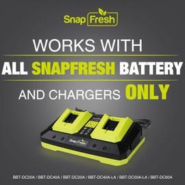 2 Port 20V Battery Fast Charger (CH20252), Work with of BBT-DC20A & BBT-DC40A & BBT-DC60A Only, Dual-Port Rapid Charger for All SnapFresh 20V Batteries Only