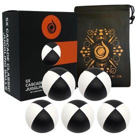 5 x Pro 115g Cascade Classic Juggling Balls - Thud Juggling Balls & Bag - Set of 5 Juggling Balls - Black/White