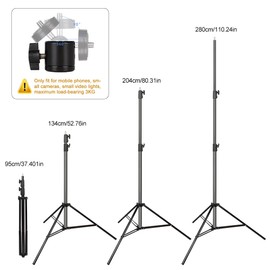 Aluminum Alloy Light Stand 9.5 Feet/2.8m Adjustable Spring Cushioned Photography Tripod for Photo Studio Speedlight Flashes, Ring Light, Photographic Equipments Thickening Flash Stand, 2 Pack
