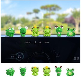 MaPctSy Car Dash Board Dedoc Cute Frogs Dashboard Decorations Interior Charms Cartoon Ornaments for Women, Desk Decorative Creative Figurines Vehicle Accessories (6pcs)