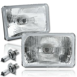 Octane Lighting 4X6 Halogen Semi Sealed Stock Style Glass H4 Headlight Headlamp Light Bulbs Pair