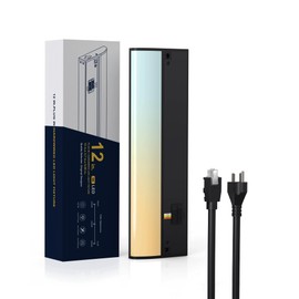 12" LED Under Cabinet Lighting Hardwired & Plug in, 3CCT Selectable (Warm White, Cool White and Daylight) Stepless Dimmable, Linkable with 2 Cords Under Counter Lights for Kitchen, CRI94, Matte Black