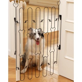 Portable Foldable Pet Gate for Front Doors - Durable Retractable Dog Fence with Easy Setup for Puppy Training Enhancing Home Safety and Security with Bone Style Design- Black