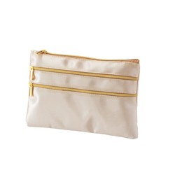 Thin Flat Slim Pouch, Cosmetic Pouch, Makeup Pouch, Champagne Gold