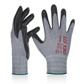 DEX FIT DEX FIT Nitrile Work Gloves FN330, 3 Pairs, 3D-Comfort Stretchy Fit, Firm Grip, Thin & Lightweight, Touch-Screen Compatible, Durable, Breathable & Cool, Machine Washable; Grey M (8)
