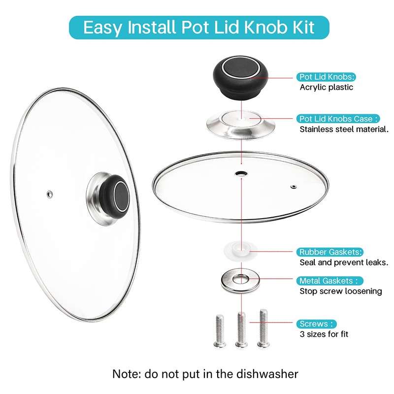 4 PCS Plastic & Stainless Steel Pot Lid Top Replacement