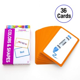 BAZIC Colors & Shapes Flash Cards, Double-Sided with Picture Name with Illustrations, Comprehension Flashcards Game Age 4+, (36/Pack), 72-Packs