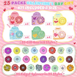 Valentines Day Cards for Kids Classroom, 25PCS Valentines Day Gifts for Kids with Fidget Spinner and Heart Box, Stress Relief Toy, Valentines Cards for Kids School Boys Girls Party Favors Exchange