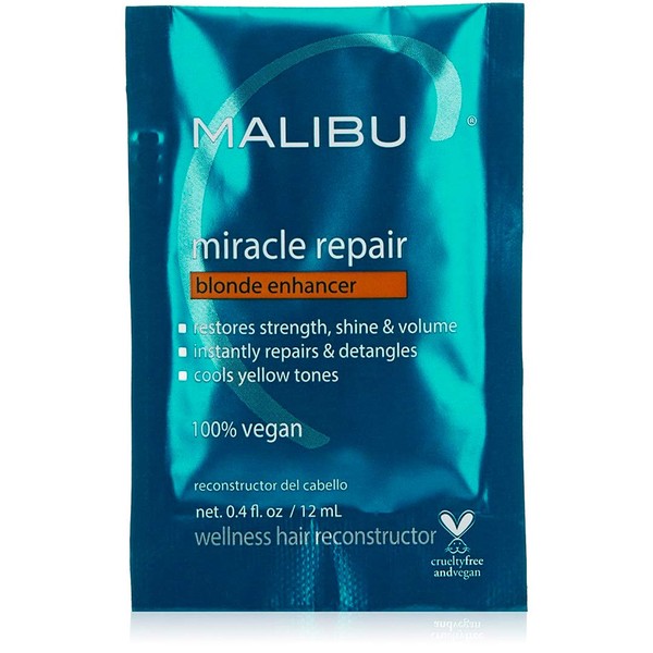 Malibu C Miracle Repair Hair Reconstructor, Blonde Enhancer (1 Packet) - Nourishing Hair Repair Treatment for Damaged Blonde Strands - Relieves Hair Discoloration