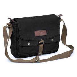 Gootium Canvas Messenger Bag - Vintage Crossbody Shoulder Bag Military Satchel - Color: Black