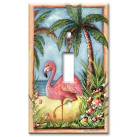 Single Gang Toggle Wall Plate - Flamingo