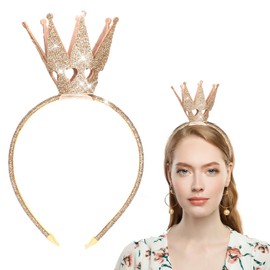 LLOUSSAK Crown Headbands for Women, Gold Princess Crown Headband Queen Crown Tiny Crown for Women, Cosplay Party Christmas Costume Birthday Hairband