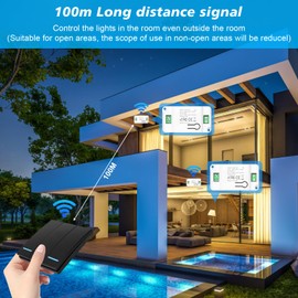 230 V Light Switch Set, RF 433 MHz Wireless Light Switch, 230 V with Receiver Range of 100 m, Wireless Transmitter Safety Switch and Receiver Controller 10A-2 Black Switch and 3 Receivers