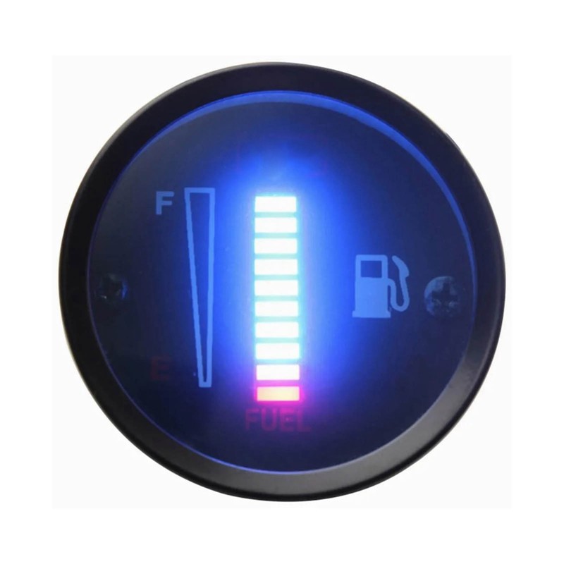 Motorcycle Fuel Level Gauge 52mm Housing Diameter LED Light Display