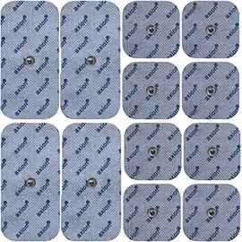 Set of 12 axion electrodes Compatible with SANITAS & BEURER Devices - 5x5 cm & 10x5 cm - TENS & EMS Pads for electrostimulation Machines - 3.5mm snap Button