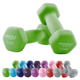 Miweba Sports Neoprene Dumbbell Set NKH100 | Professional Dumbbell - Hexagon Dumbbells Set - Dumbbells - Dumbbell Set - Gymnastic Dumbbells - Dumbbell Set - Dumbbell - 0.5 - 10 kg (2 x 0.5 kg, Green)