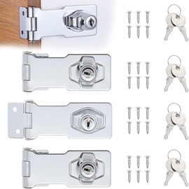 2 Pieces Key Hasp Knob Security Hasp Door Latch Door Lock with Key for Shed Door Cabinet Drawer Furniture (2.5")